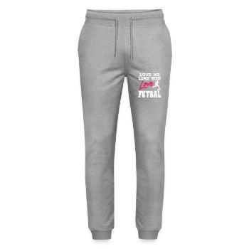 Aime-moi comme tu aimes le futsal Citation romantique d’un joueur - Pantalon de jogging bio MOVER Stanley/Stella unisexe - gris chiné - Devant - Marisol (170cm) & Nik (191cm)