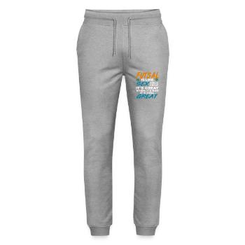 Le futsal est comme le sexe toujours aussi grand Citation drôle audacieuse - Pantalon de jogging bio MOVER Stanley/Stella unisexe - gris chiné - Devant - Marisol (170cm) & Nik (191cm)