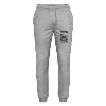 Prepper Survival Bushcrafting Civilization - Stanley/Stella Mover Unisex Organic Jogging Trousers - heather grey - Front - Marisol (170cm) & Nik (191cm)