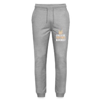 College Freshman Rocker Hand Statement - Stanley/Stella Mover Unisex Organic Jogging Trousers - heather grey - Front - Marisol (170cm) & Nik (191cm)