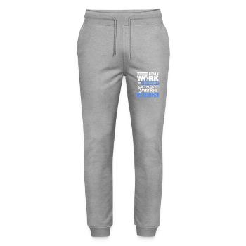 Je travaille pour soutenir mon obsession Devon Rex Humour - Pantalon de jogging bio MOVER Stanley/Stella unisexe - gris chiné - Devant - Marisol (170cm) & Nik (191cm)