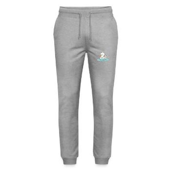 Süßer Cartoon Papagei mit Schwimmring im Wasser - Stanley/Stella Unisex Bio Jogginghose Mover  - Grau meliert - Vorne - Marisol (170cm) & Nik (191cm)