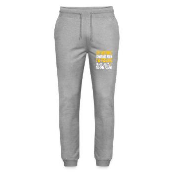 Funny Car Mechanic Joke Fix Only One When Crazy - Stanley/Stella Mover Unisex Organic Jogging Trousers - heather grey - Front - Marisol (170cm) & Nik (191cm)