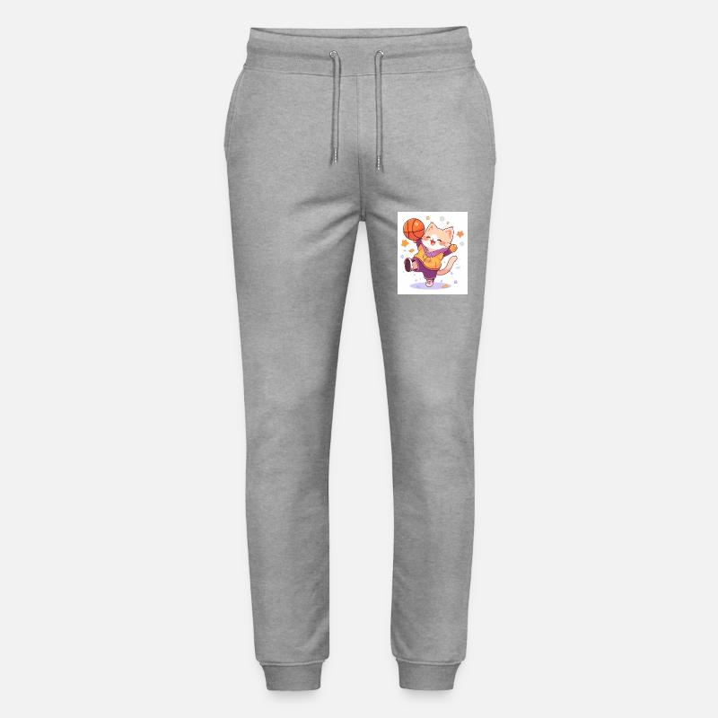 Chat avec basket-ball - Pantalon de jogging bio MOVER Stanley/Stella unisexe - gris chiné