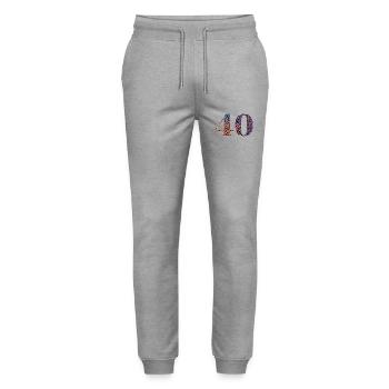 40th Anniversary Leopard - Stanley/Stella Mover Unisex Organic Jogging Trousers - heather grey - Front - Marisol (170cm) & Nik (191cm)
