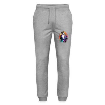 Penguin in a suit - Stanley/Stella Mover Unisex Organic Jogging Trousers - heather grey - Front - Marisol (170cm) & Nik (191cm)