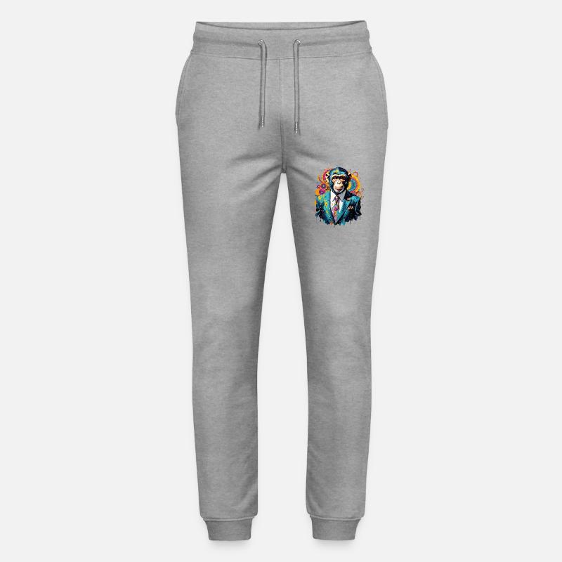 Affe im Anzug - Stanley/Stella Unisex Bio Jogginghose Mover  - Grau meliert