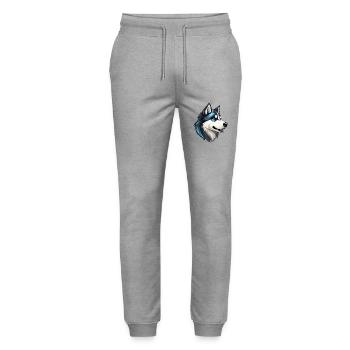 Cooler Husky für Huskyhalter - Stanley/Stella Unisex Bio Jogginghose Mover  - Grau meliert - Vorne - Marisol (170cm) & Nik (191cm)