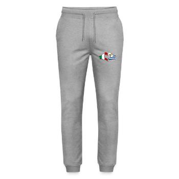 Italy Uruguay Flag Hands Heart Shape - Stanley/Stella Mover Unisex Organic Jogging Trousers - heather grey - Front - Marisol (170cm) & Nik (191cm)