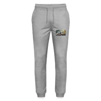 Cute animals chilling – ring-tailed lemur - Stanley/Stella Mover Unisex Organic Jogging Trousers - heather grey - Front - Marisol (170cm) & Nik (191cm)