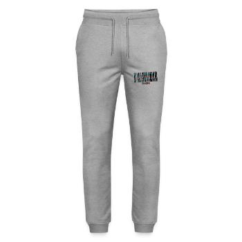 code barre biker - Pantalon de jogging bio MOVER Stanley/Stella unisexe - gris chiné - Devant - Marisol (170cm) & Nik (191cm)
