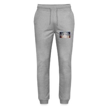 New York Flag Patriots Edition - Stanley/Stella Mover Unisex Organic Jogging Trousers - heather grey - Front - Marisol (170cm) & Nik (191cm)