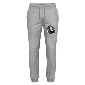 Casque / Audio / Musique / Animal / Paresseux / Cool - Pantalon de jogging bio MOVER Stanley/Stella unisexe - gris chiné - Devant - Marisol (170cm) & Nik (191cm)