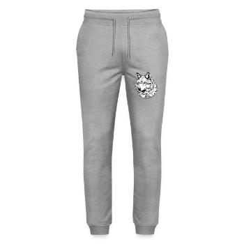 Weißer Wolf - Stanley/Stella Unisex Bio Jogginghose Mover  - Grau meliert - Vorne - Marisol (170cm) & Nik (191cm)