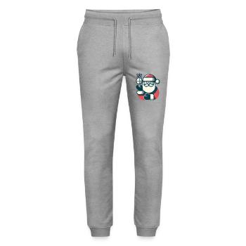 Weihnachtsmann mit Weihnachtskugel - Stanley/Stella Unisex Bio Jogginghose Mover  - Grau meliert - Vorne - Marisol (170cm) & Nik (191cm)