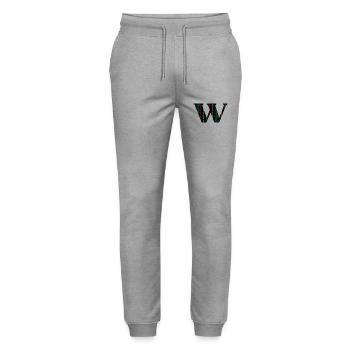 Monogramme w tartan écossais - Pantalon de jogging bio MOVER Stanley/Stella unisexe - gris chiné - Devant - Marisol (170cm) & Nik (191cm)