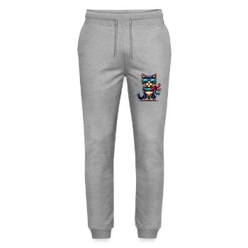 Lunettes de soleil chat BD - Pantalon de jogging bio MOVER Stanley/Stella unisexe - gris chiné - Devant - Marisol (170cm) & Nik (191cm)