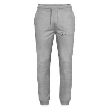 Luan Nom Prénom Calligraphie Coeur - Pantalon de jogging bio MOVER Stanley/Stella unisexe - gris chiné - Devant - Marisol (170cm) & Nik (191cm)