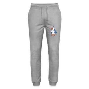 Muskelöse Seemöwe mit Anker Tattoo Möwe Geschenk - Stanley/Stella Unisex Bio Jogginghose Mover  - Grau meliert - Vorne - Marisol (170cm) & Nik (191cm)