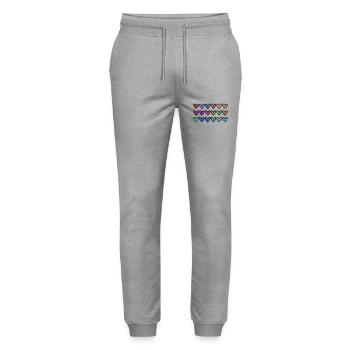 HERZ. HERZ. VALENTINSTAG. LIEBE. LIEBE. HERZ - Stanley/Stella Unisex Bio Jogginghose Mover  - Grau meliert - Vorne - Marisol (170cm) & Nik (191cm)