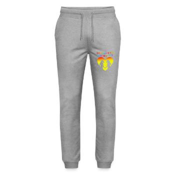 Einhorn Gay Pride LGBT Regenbogen FlaggeLGBTQ - Stanley/Stella Unisex Bio Jogginghose Mover  - Grau meliert - Vorne - Marisol (170cm) & Nik (191cm)