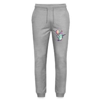 Hummingbird Bird Birthday Comic Cute - Stanley/Stella Mover Unisex Organic Jogging Trousers - heather grey - Front - Marisol (170cm) & Nik (191cm)