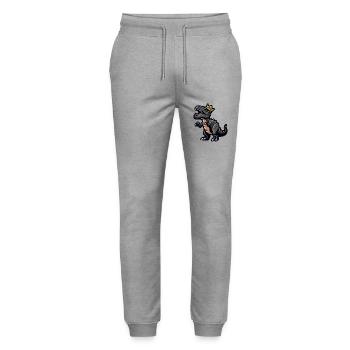 Dinosaur T-Rex Cartoon Crown - Stanley/Stella Mover Unisex Organic Jogging Trousers - heather grey - Front - Marisol (170cm) & Nik (191cm)
