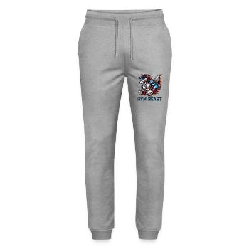 wolf animal gym - Stanley/Stella Mover Unisex Organic Jogging Trousers - heather grey - Front - Marisol (170cm) & Nik (191cm)