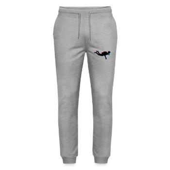 3d parachutist silhouette crash fly f - Stanley/Stella Mover Unisex Organic Jogging Trousers - heather grey - Front - Marisol (170cm) & Nik (191cm)