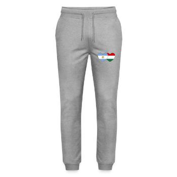 Argentinien Ungarn Flagge Herz - Stanley/Stella Unisex Bio Jogginghose Mover  - Grau meliert - Vorne - Marisol (170cm) & Nik (191cm)