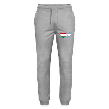 Hungary Argentina Flag Heart - Stanley/Stella Mover Unisex Organic Jogging Trousers - heather grey - Front - Marisol (170cm) & Nik (191cm)