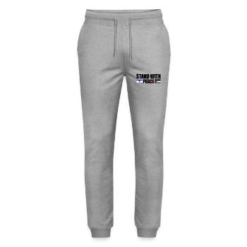 Stand with for Peace israel free palestine - Stanley/Stella Mover Unisex Organic Jogging Trousers - heather grey - Front - Marisol (170cm) & Nik (191cm)