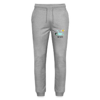 Baby Saurus - Geschenkidee - Stanley/Stella Unisex Bio Jogginghose Mover  - Grau meliert - Vorne - Marisol (170cm) & Nik (191cm)