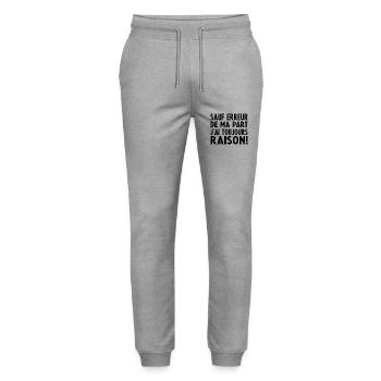 Sauf Erreur de ma Part J'Ai Toujours Raison - Pantalon de jogging bio MOVER Stanley/Stella unisexe - gris chiné - Devant - Marisol (170cm) & Nik (191cm)