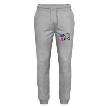 Samoyed America Flag Dog Dogs Wilsigns - Stanley/Stella Mover Unisex Organic Jogging Trousers - heather grey - Front - Marisol (170cm) & Nik (191cm)