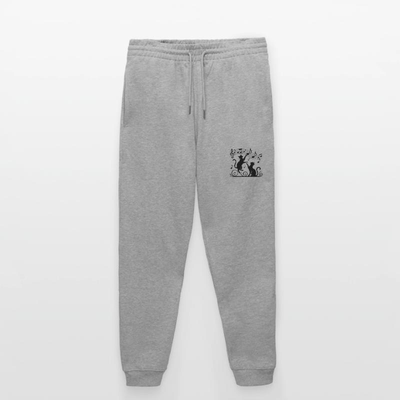 Black cats pattern playing with musical note Stanley/Stella Mover Unisex Organic Jogging Trousers