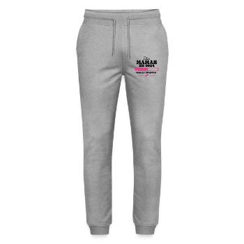 Future Maman 2024 Cadeau Nouvelle Naissance Maman - Pantalon de jogging bio MOVER Stanley/Stella unisexe - gris chiné - Devant - Marisol (170cm) & Nik (191cm)