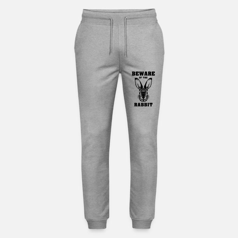 Caution rabbit rabbit - Stanley/Stella Mover Unisex Organic Jogging Trousers - heather grey