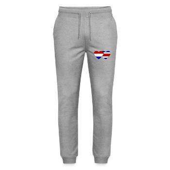 Holland Costa Rica Flag Heart - Stanley/Stella Mover Unisex Organic Jogging Trousers - heather grey - Front - Marisol (170cm) & Nik (191cm)