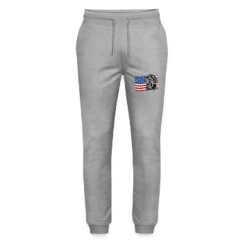Korthals Griffon America Flag Dog Dogs Wilsigns - Stanley/Stella Mover Unisex Organic Jogging Trousers - heather grey - Front - Marisol (170cm) & Nik (191cm)