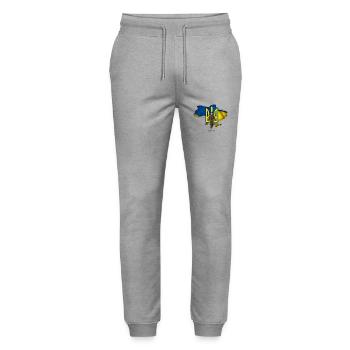 Ukraine Umriss Dreizack Selenskyj - Stanley/Stella Unisex Bio Jogginghose Mover  - Grau meliert - Vorne - Marisol (170cm) & Nik (191cm)