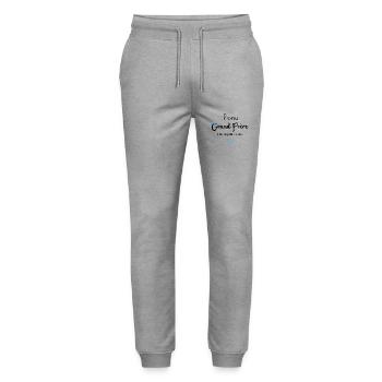 Promu grand frère en mars - annonce grossesse - Pantalon de jogging bio MOVER Stanley/Stella unisexe - gris chiné - Devant - Marisol (170cm) & Nik (191cm)