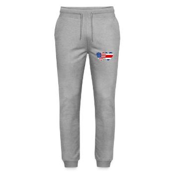 USA Costa Rica Flag Heart - Stanley/Stella Mover Unisex Organic Jogging Trousers - heather grey - Front - Marisol (170cm) & Nik (191cm)
