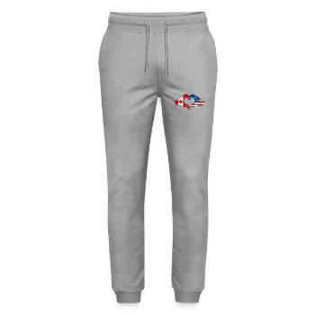 Canada USA heart shape with hands used - Stanley/Stella Mover Unisex Organic Jogging Trousers - heather grey - Front - Marisol (170cm) & Nik (191cm)