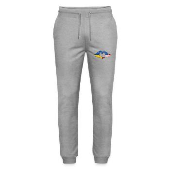 Ukraine USA Heart Shape with Hands Used - Stanley/Stella Mover Unisex Organic Jogging Trousers - heather grey - Front - Marisol (170cm) & Nik (191cm)