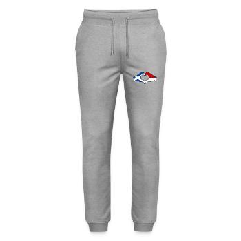 Scotland Indonesia Flag Hands Heart Shape - Stanley/Stella Mover Unisex Organic Jogging Trousers - heather grey - Front - Marisol (170cm) & Nik (191cm)