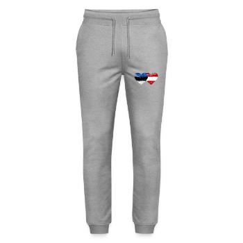 Estonia Austria Flag Heart Used - Stanley/Stella Mover Unisex Organic Jogging Trousers - heather grey - Front - Marisol (170cm) & Nik (191cm)