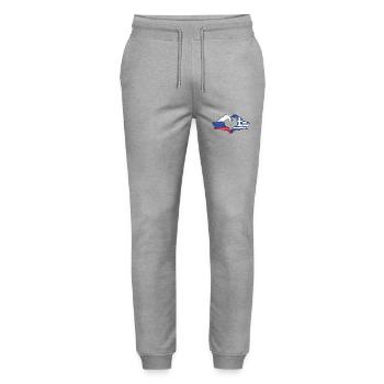 Russia Greece Flag Hands Heart Shape Used - Stanley/Stella Mover Unisex Organic Jogging Trousers - heather grey - Front - Marisol (170cm) & Nik (191cm)