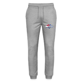 Hollande Grèce Drapeau Mains Coeur Forme Utilisé - Pantalon de jogging bio MOVER Stanley/Stella unisexe - gris chiné - Devant - Marisol (170cm) & Nik (191cm)