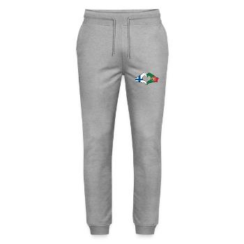 Finland Portugal Flag Hands Heart Shape - Stanley/Stella Mover Unisex Organic Jogging Trousers - heather grey - Front - Marisol (170cm) & Nik (191cm)